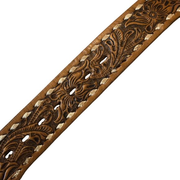 National Finals Rodeo Belt Brown Leather Justin Brand Size 32 NFR Vintage Wester - Picture 9 of 16